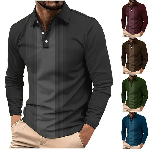 YHAJDS Men's Winter Warm Tops,Mens Fashion Shirts Long Sleeve Shirts for Men Print Long Sleeve Lapel Casual Button Long Sleeve Top Loose Daily Winter Wear
