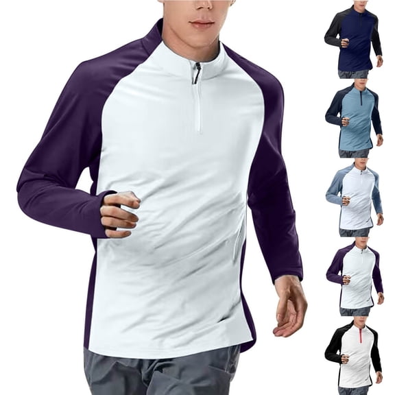YHAJDS Men's Winter Warm Tops,Mens Fashion Shirts Long Sleeve Tops for Men Solid Color Athletic Fitted Wicking Long Sleeve Gym Workout Shirt