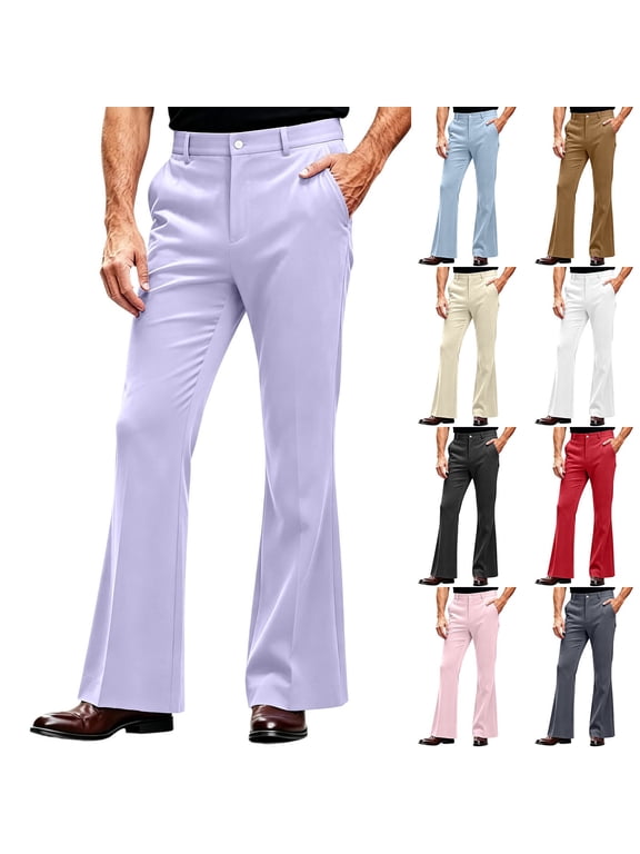 Mens Dress Work Business Trousers Slim Solid Color Draped Retro Formal Stretch Comfortable Slacks Smooth
