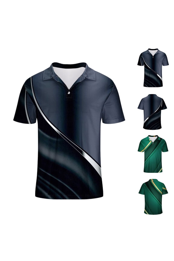 Mens Golf Shirts Short Sleeve Button Down 3D Print Sport Summer Top