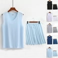 thumbnail image 1 of YHAJDS Mens Pajamas Set Pajamas For Men2 Piece Outfits Summer Solid Color Sleeveless V Neck Tank Top Set For Home Fitness And Daily Rest, 1 of 5