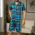 thumbnail image 1 of YHAJDS Mens Summer Short Sleeves Pajamas Set,Short Pant for Home Wear,Men Casual Turndown Button Checkered Print Short Sleeve Blouse And Elastic Waist Pants Set, 1 of 5