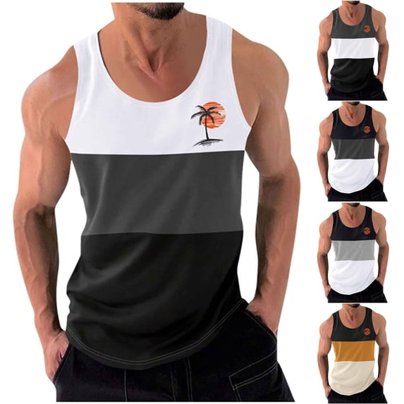 YHAJDS Men's Sarcastic Graphic Tank Top Crew Neck Wide Armhole Sleeveless Gym Summer Shirt