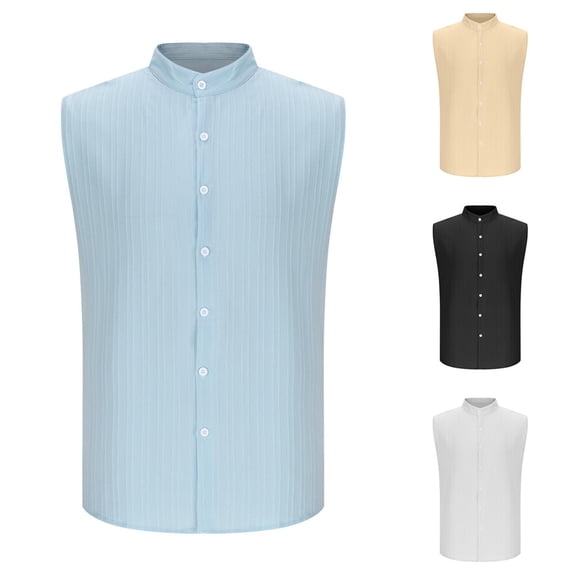 YHAJDS Mens Tank Tops Summer Casual T-shirt,Sleeveless Shirts for Men Solid Color Stand Collar Casual Tank Top Fashionable Daily Tank for Summer