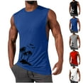 thumbnail image 1 of YHAJDS Men's Tropical Stretch Tank Top Crew Neck Cotton Sleeveless Muscle Gym Summer Shirt, 1 of 5