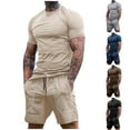 thumbnail image 1 of YHAJDS Mens Workout Set Short Sleeve Compression Top with Shorts for Running Gym Summer, 1 of 9