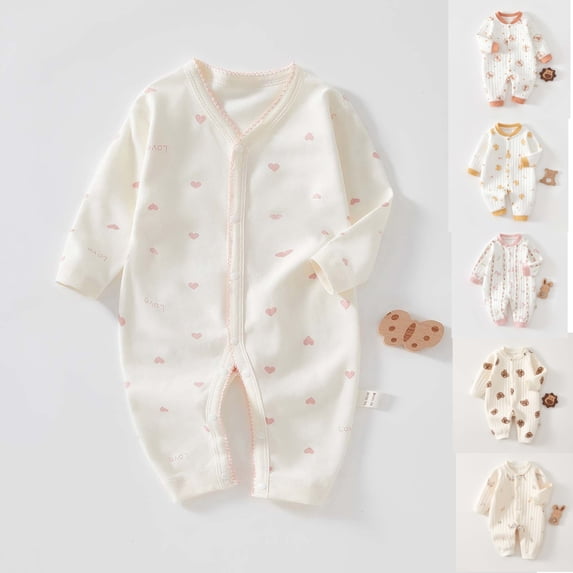 YHAJDS Newborn Baby Romper Outfit for Boys Girls Infants Pure Cotton Seamless Long Sleeve Full Length Bodysuit