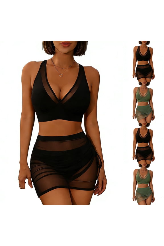 One Piece Swimsuit Womens Solid Mesh Panel Drawstring Monokini