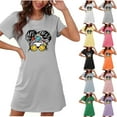 thumbnail image 1 of YHAJDS Pajama Dress for Women Large Size Short Sleeve Sleep Tee with Front Print Round Neck, 1 of 5