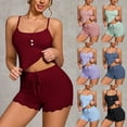 thumbnail image 1 of YHAJDS Pajama Set for Women 2 Piece Ribbed Lightweight Tank Top Drawstring Shorts Set, 1 of 5
