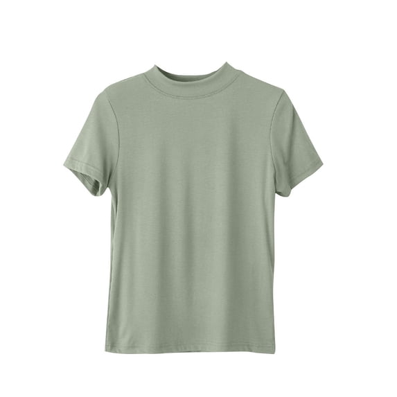 YHAJDS Plain Tshirts for Women 3/4 Sleeve Round Neck Solid Color Basic Tee Inner Wear