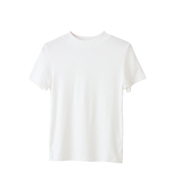 YHAJDS Plain Tshirts for Women 3/4 Sleeve Round Neck Solid Color Basic Tee Inner Wear