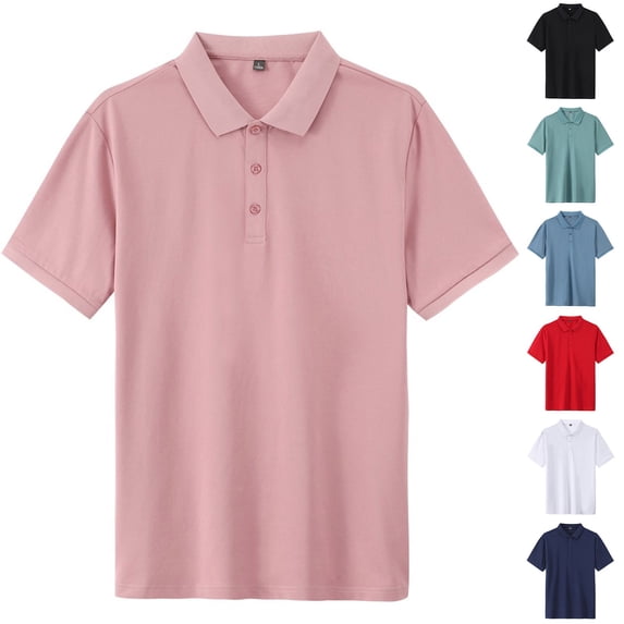 YHAJDS Polo Shirts for Women Short Sleeve Solid Color Drop Shoulder Collared Plus Size