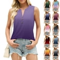 thumbnail image 1 of YHAJDS Polo Shirts for Women Tunic Summer Tops for Women Sleeveless V Neck Ombre Print Snap Button Pullover Blouse, 1 of 5