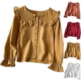 thumbnail image 1 of YHAJDS Shirts for Women Casual Spring Summer Lapel Solid Color Loose Long Sleeve Shirt, 1 of 4