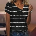thumbnail image 1 of YHAJDS Short Sleeve Sweater for Women Printed V Neck Button Front Casual Spring Summer Blouse, 1 of 4