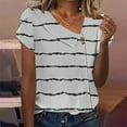 thumbnail image 1 of YHAJDS Short Sleeve Sweater for Women Printed V Neck Button Front Casual Spring Summer Blouse, 1 of 4