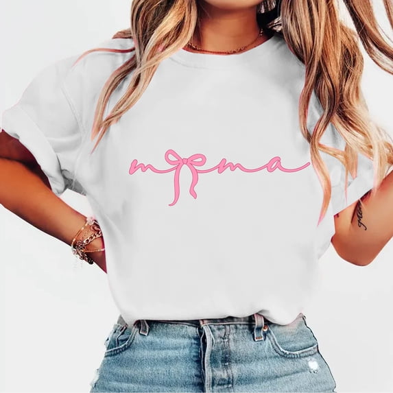 YHAJDS Short Sleeve Tops for Women Round Neck Print Tee with Day Casual Fashion Top