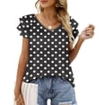 thumbnail image 1 of YHAJDS Short Sleeve Tops for Women V Neck Polka Print Blouse with Sleeve Casual Summer Top, 1 of 5