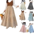 thumbnail image 1 of YHAJDS Skirts For Women French Vintage Embroidered Cutout Elastic Waist Skirt Women, 1 of 5