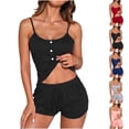 thumbnail image 1 of YHAJDS Sleep Set for Women Fitted Sleeveless Camisole And Shorts Pajama Set Loungewear, 1 of 3