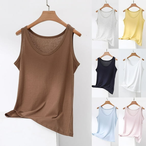 YHAJDS Sleep Set for Women Linen Round Neck Sleeveless Tank Top Layering Top