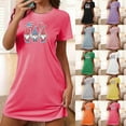 thumbnail image 1 of YHAJDS Sleep Shirts For Women Print Round Neck Short Sleeve Sleep Tee Short Nightshirt, 1 of 5
