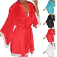thumbnail image 1 of YHAJDS Sleepwear Set for Women 2 Piece Ice Silk Lace Robe and Sleeveless Nightgown Set, 1 of 5