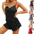 thumbnail image 1 of YHAJDS Sleepwear With Built In Bra Cool Feel Satin Sleeveless Camisole And Shorts Set, 1 of 4