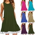 thumbnail image 1 of YHAJDS Sleeveless Round Neck Dress Solid Color Sleeveless Pocket Summer Casual Dress, 1 of 4