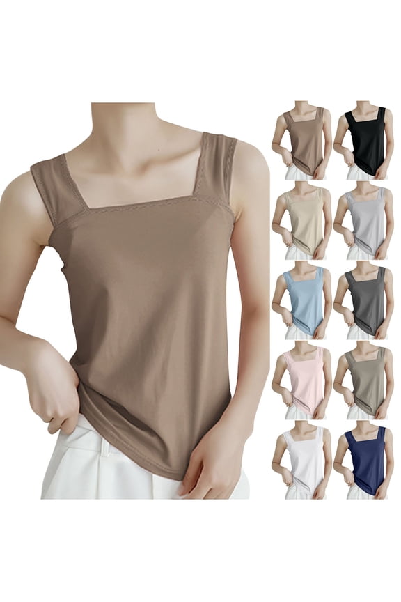 Slim Cami Shirts Solid Color Round Neck Sleeveless Loose Tee Shirt Casual Top For Spring Season Wear