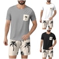thumbnail image 1 of YHAJDS Men's 2 Piece Short Sleeve Shirts and Shorts Fun Print Crew Neck T Shirt Shorts Set, 1 of 5