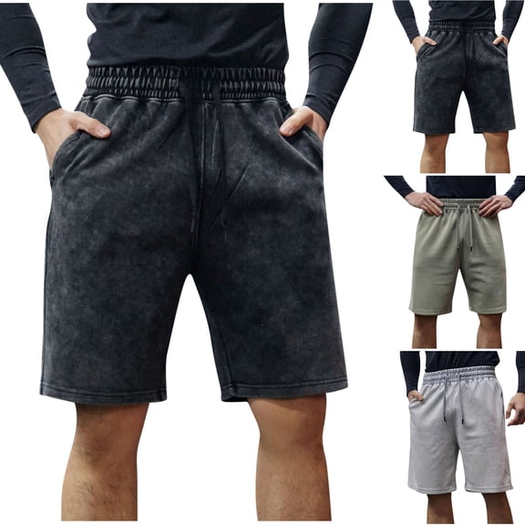 YHAJDS Summer Men's and Big Men's Shorts,Summer Pants for Men Solid Color Casual Shorts Elastic Waist Drawstring with Pockets Lightweight Fashion Daily Wear Shorts for Men