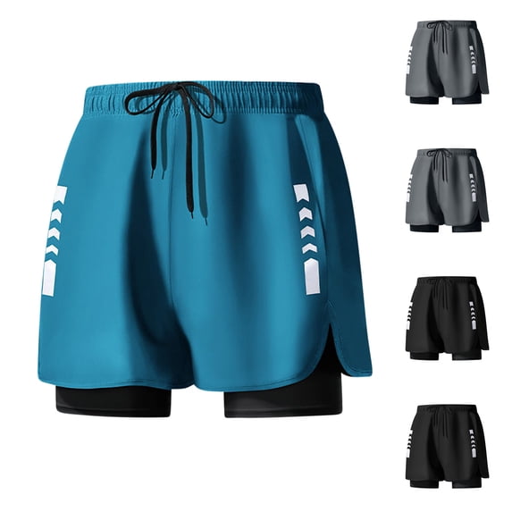YHAJDS Summer Men's and Big Men's Shorts,Mens Swim Trunks Double Layer Shorts for Men Loose Style Running Swimming