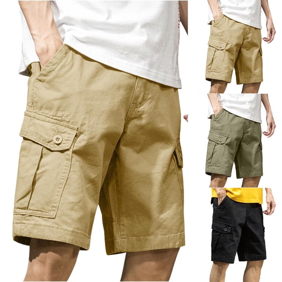 YHAJDS Summer Men's and Big Men's Shorts,Summer Pants for Men 100 5 Casual Straight Multi Pocket Cargo Shorts Soft Lightweight