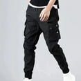 thumbnail image 1 of YHAJDS Summer Mens Pants,Cargo Pants for Men Solid Color Summer Elastic Waist Drawstring Pockets Ankle Cuffed Workwear Trousers, 1 of 5