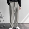 thumbnail image 1 of YHAJDS Summer Mens Pants,Mens Casual Pants Full Length Pants for Men Comfortable Pants for Men Solid Color Straight Wide Leg Floor Length Trousers Loose Korean Style, 1 of 5