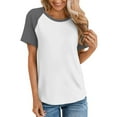 thumbnail image 1 of YHAJDS Summer Shirts for Women Casual Short Sleeve Round Neck Raglan Sleeve Color Tee, 1 of 5