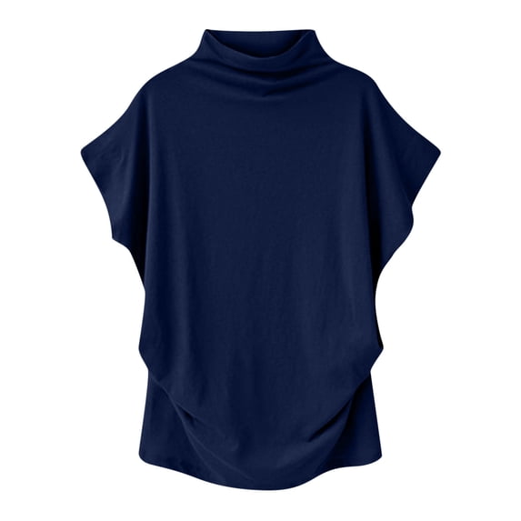 YHAJDS Summer Tops Blouses Round Neck Short Sleeve Solid Color Loose Casual Tee Shirt