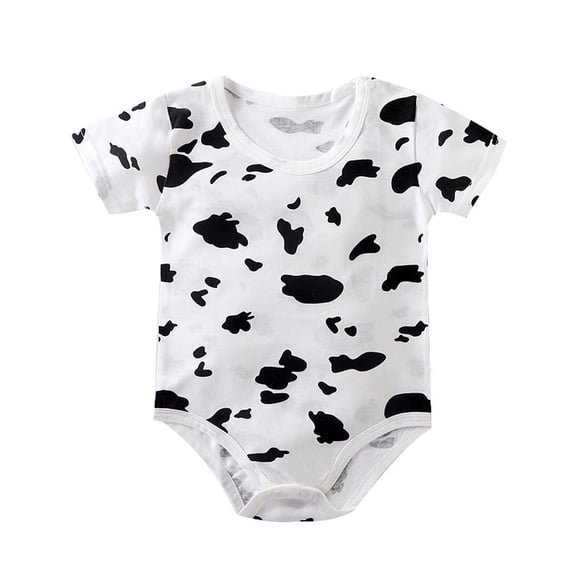 YHAJDS Summer for Newborn 0-24 Months Short Sleeve Cow Print Cotton Crewneck Romper Baby Jumpsuit