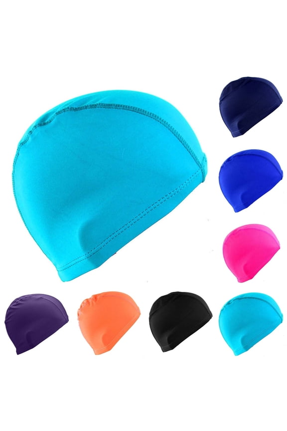 Swim Cap for Girls Boys Solid Color Nylon Stretchy Comfort Fit Swimming Caps Kids