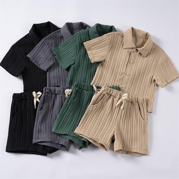 Summer Olouring In YHAJDS Toddler 2 Piece Set Solid Color Short Sleeve Polo Shirt with ...