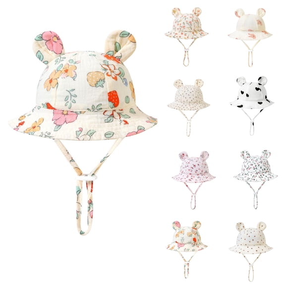 YHAJDS Toddler Baby Sun Hat Floral Print Wide Brim Bucket Hat UPF 50+ Summer Outdoor Beach Cap