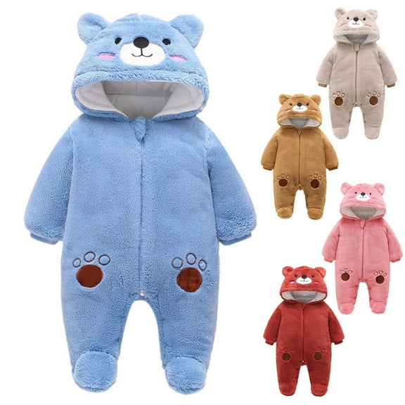 YHAJDS Toddler Fall Winter Casual Jumpsuit, Girls Fall Winter Fashion Fleece Thick Warm With Bear Ears For 3-18Months Long Sleeve