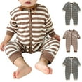 thumbnail image 1 of YHAJDS Toddler Fall Winter Casual Jumpsuit, Jumpsuit For Kids Kids Jumpsuit Long Sleeve Striped Fall Winter Warm For Boys Girls 6-24 Months Climbing Wear, 1 of 4