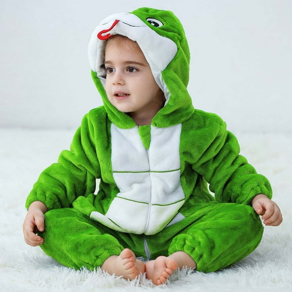 YHAJDS Toddler Fall Winter Casual Jumpsuit, Jumpsuit for Kids Cosplay Flannel Hooded Romper for Kids Toddlers Fall Winter