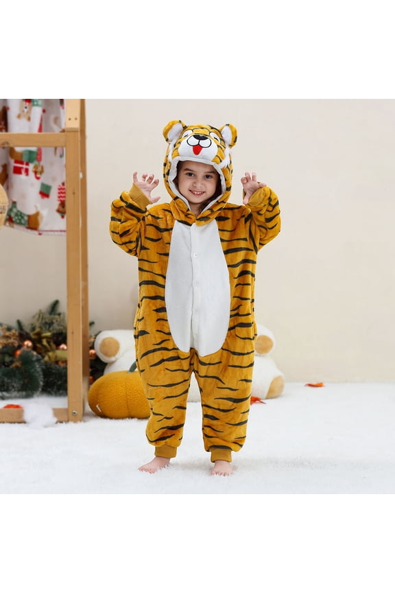 Toddler Fall Winter Casual Jumpsuit, Kids Boys Girls Cosplay Flannel Long Sleeve Climb Suit Warm Material Snug Adorable for Daily Wear and Themed Events