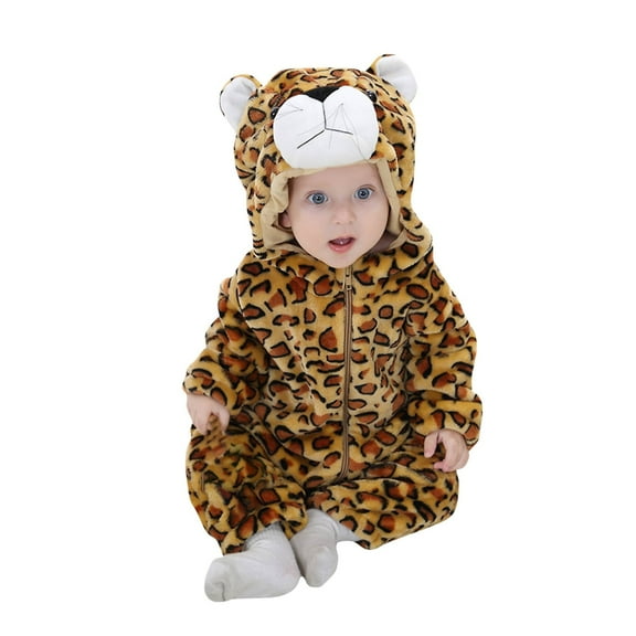 YHAJDS Toddler Fall Winter Casual Jumpsuit, Kids Jumpsuit Costume Fall And Winter Fleece Long Sleeve Hooded Open Front Print Long Leg Romper For Kids