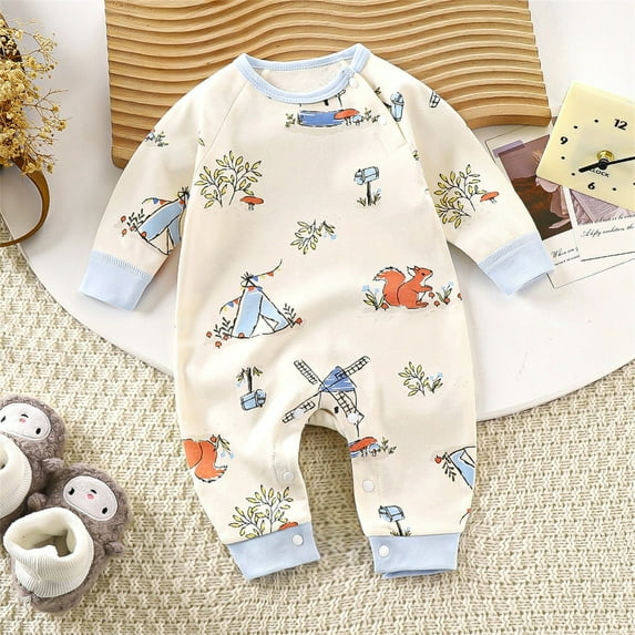 YHAJDS Toddler Fall Winter Casual Jumpsuit, Kids Jumpsuit For Kids 0-18 Months Fall Long Sleeve Climbing Clothes Print Rompers Long Leg