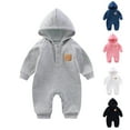 thumbnail image 1 of YHAJDS Toddler Fall Winter Casual Jumpsuit, Kids Jumpsuit Hooded Fleece Lined Long Sleeve One-Piece 0-18 Months Winter Fall Warm Rompers for Kids Toddler Wear, 1 of 3